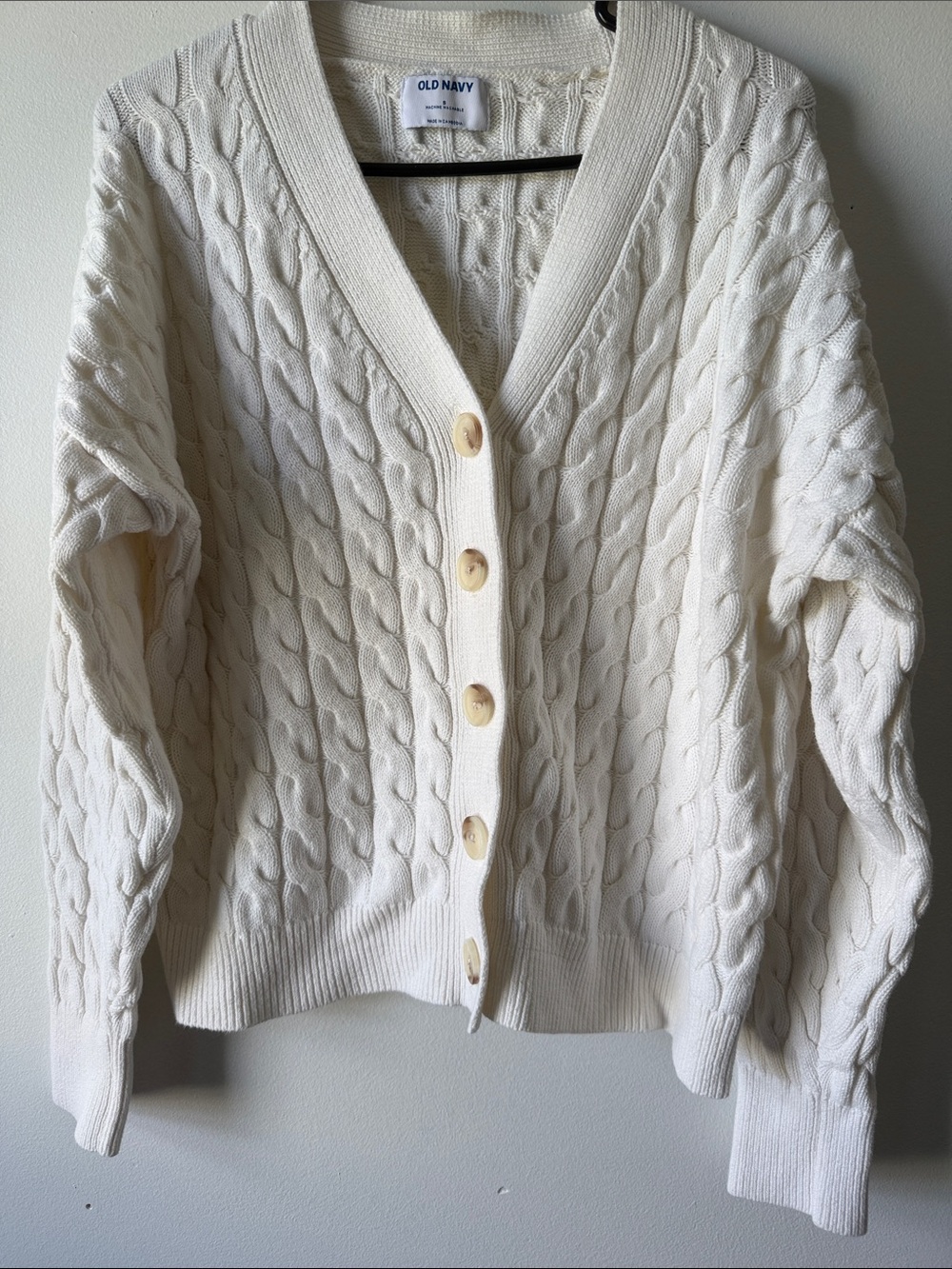 Old Navy Ivory Cable Knit Button Cardigan